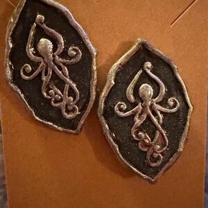 Silver & Black Octopus Handmade Polymer Clay Earrings